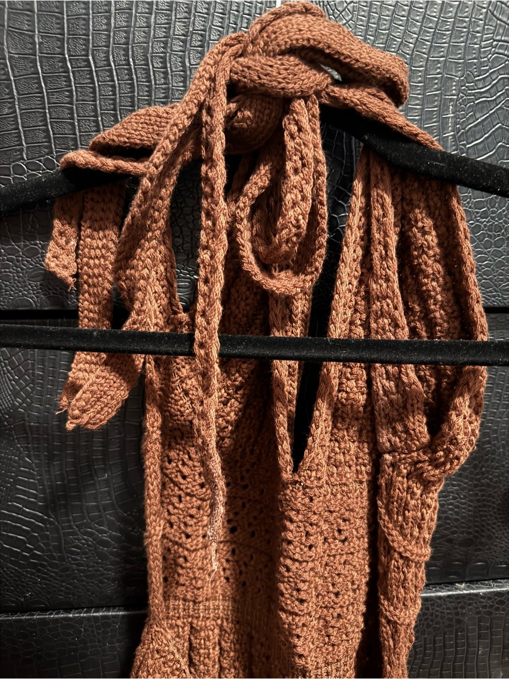 SHEIN Brown Cable Knit Halter Romper